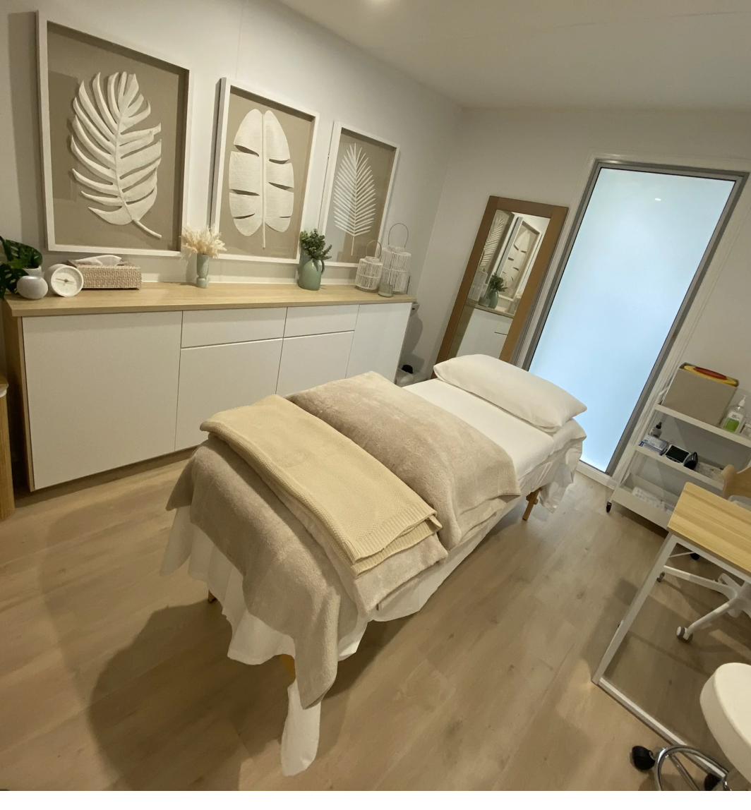Dr Reece Yeo Treatment Room - Modern coastal style with treatment bed and natural decor